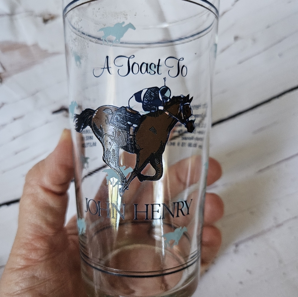Vintage John Henry Racing Horse Souvenir Glass Cup - Picture 6 of 8